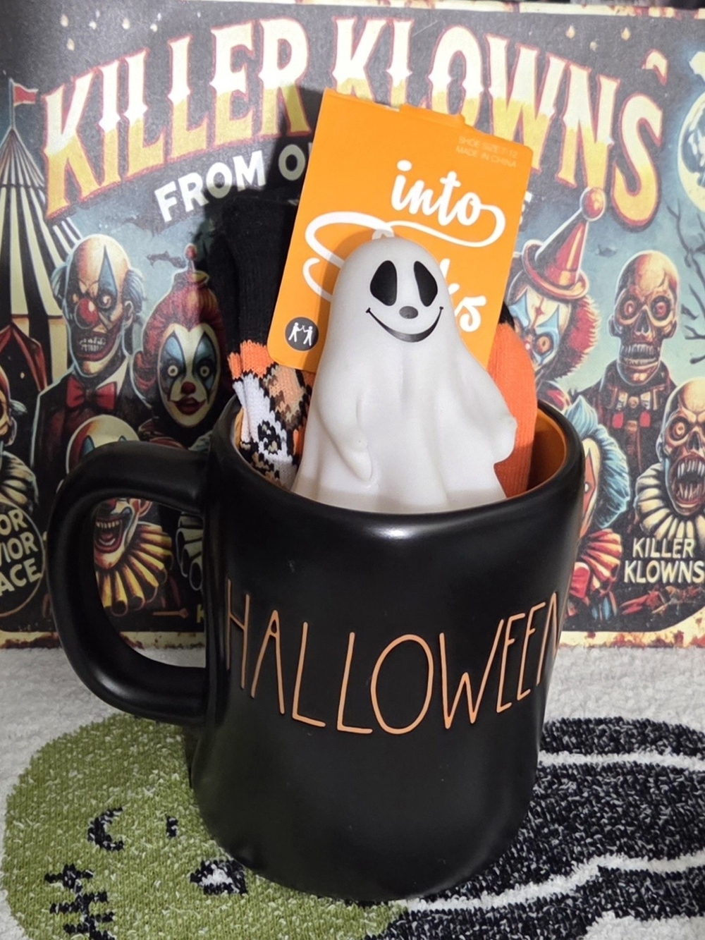 Rae Dunn Halloween Mug Bundle With Socks And Glowing Ghost Figure